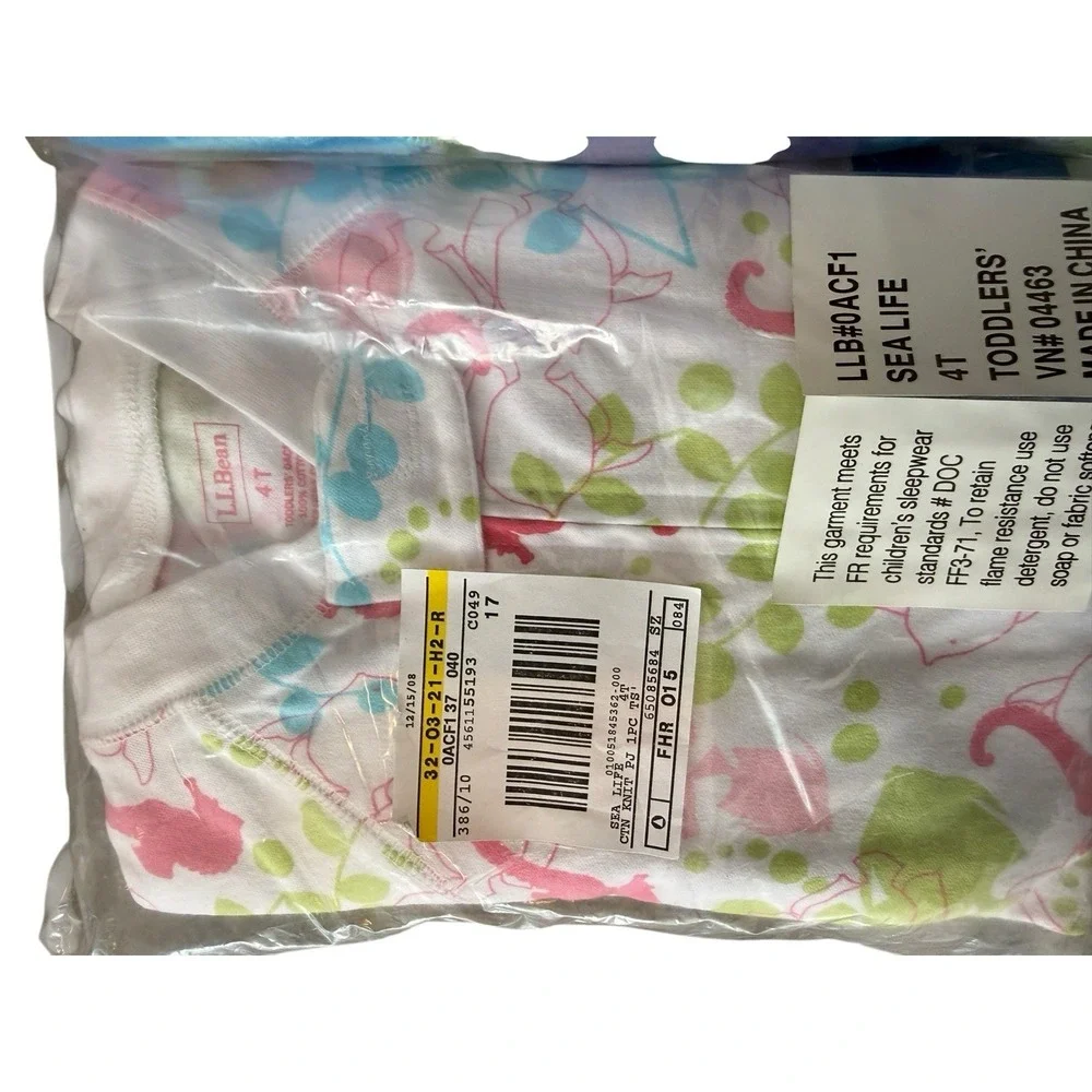L.L.Bean 4T Fleece 2-Piece Pajama Set Long Sleeve Striped Sea Life